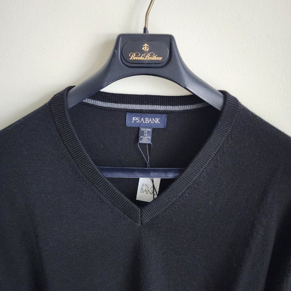 3xb Sweater Black Jos A Bank V Neck Merino Wool New Nwt Mens Tailored 3xl Size - Picture 6 of 16